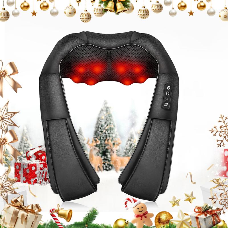 Shiatsu Neck and Back Massage, Shoulder Massager, Electric Deep Tissue 3D Kneading Massage Pillow for Neck, Back, Shoulder, Foot, Home, Office, and Car Use, Christmas Gifts