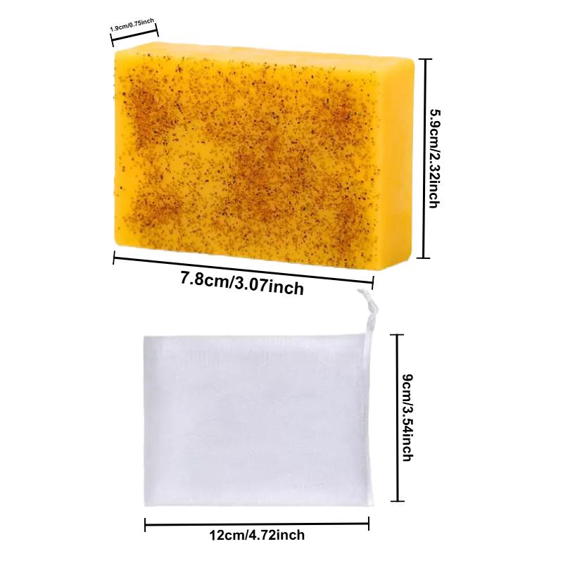 Turmeric & Kojic Acid Soap – Brightening Lemon Body Wash & Facial Cleanser for Even Skin Tone, Natural Skin Care for Dark Spots, Skin Repair & Hydration – Includes Soap Saver Bag