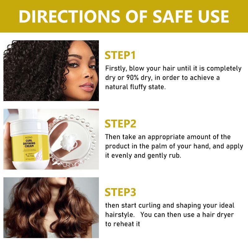 vitamin C Curl Defining Cream, Long-lasting Hold Curl Styling Cream, Moisturizing and Anti-frizz Hair Care Product for Curly Hair