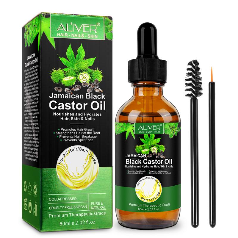 Aliver Jamaican Black Castor Oil, Skincare Massage Oil with Castor Oil Pack (60ml) Cosmetic