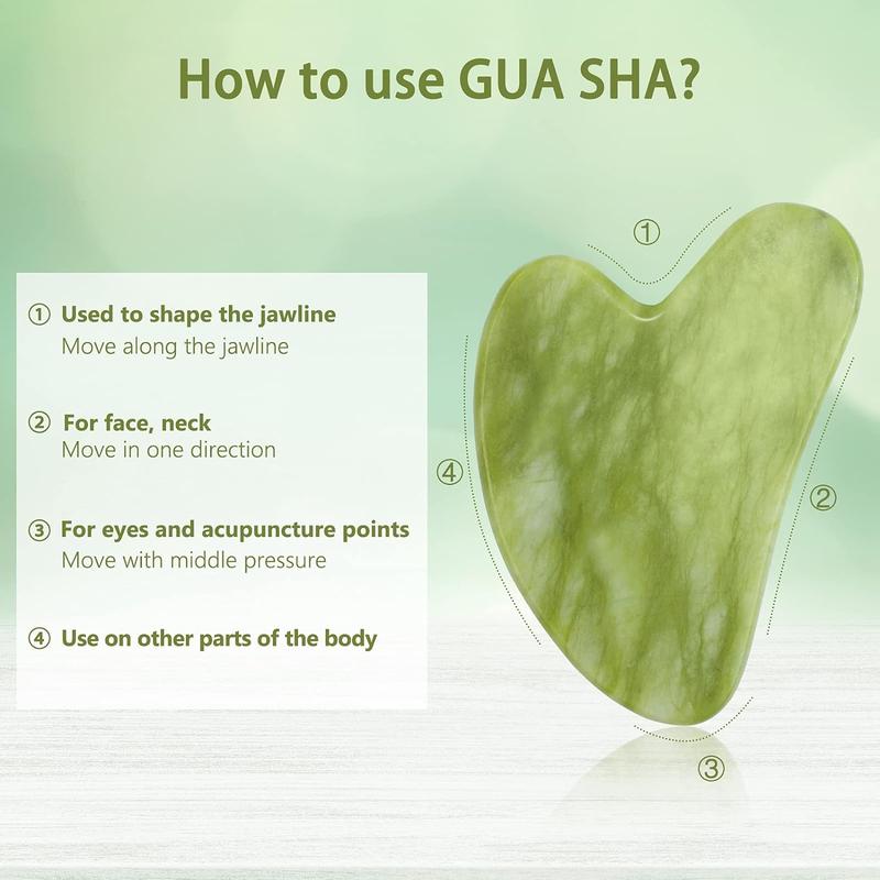 2 set Gua Sha Board & Facial Massage Roller, Skincare Tools for Women, Face Roller Face Pads Jawline Jade Roller Face Sculpting Tool, Skincare Tools