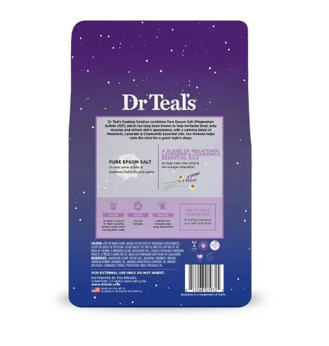 Dr Teal's Pure Epsom Salt Soak, Sleep Blend with Melatonin, Lavender & Chamomile, 3 lbs