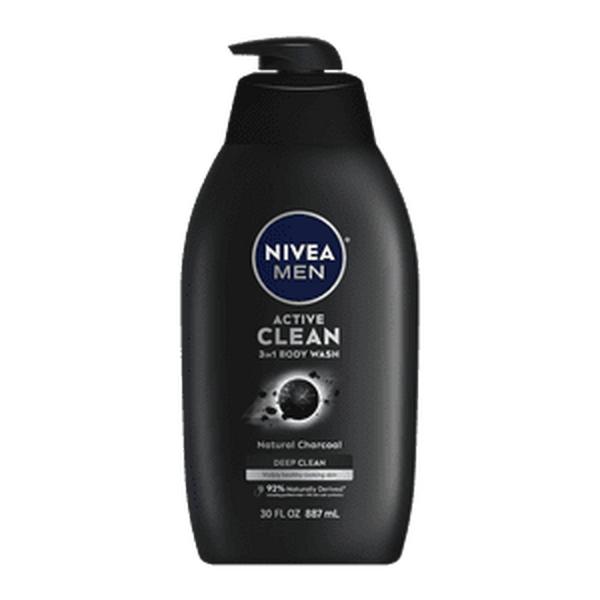 NIVEA MEN DEEP Active Clean Charcoal Body Wash, 30 fl. oz. Pump Bottle