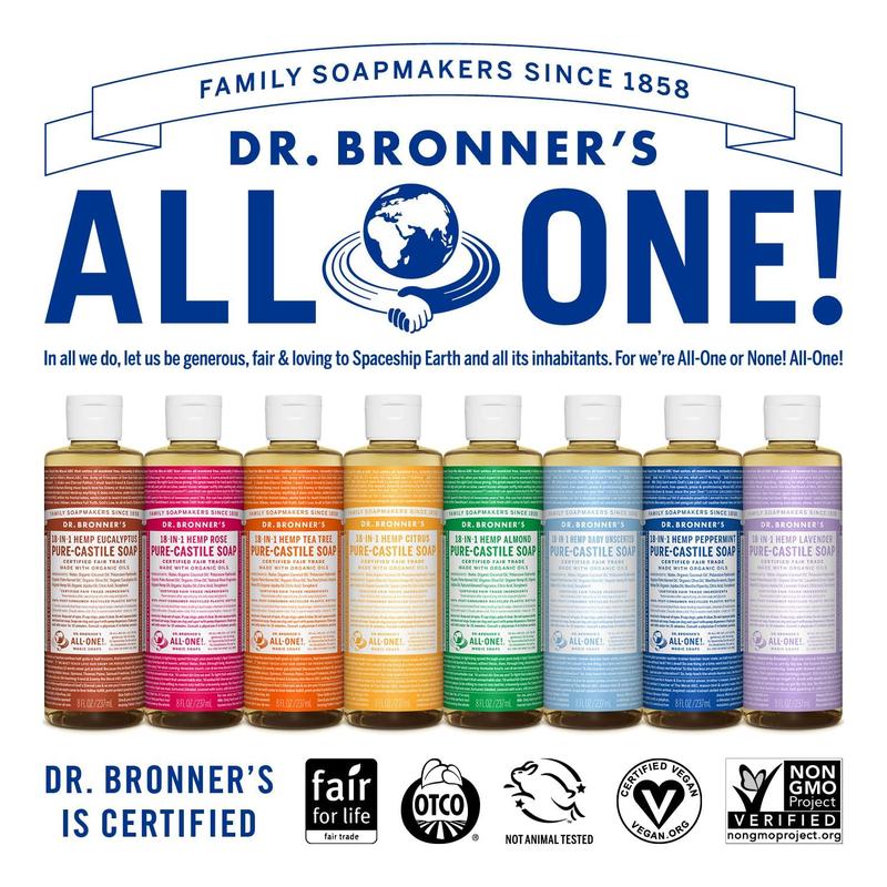 Dr. Bronner's - Pure-Castile Liquid Soap (Peppermint, 8 Ounce) - Made with Organic Oils, 18-in-1 shower  gel Body Care Body Wash