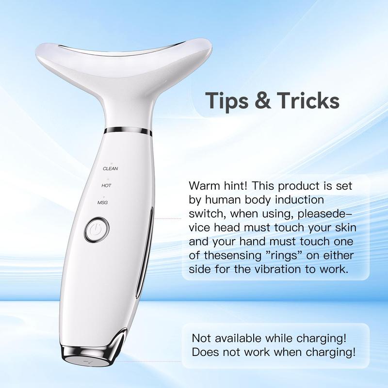 Rechargeable Neck & Face Beauty Care Tool, High Frequency Vibration Heat Compress Face Beauty Device, Massaging Machine, 3 Modes, Holiday & Birthday Gift