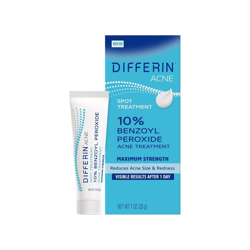 Differin Acne Spot Treatment with 10% Benzoyl Peroxide, Maximum Strength OTC Acne Treatment, Fast Acting Spot Treatment for Face, 1 Oz Galderma