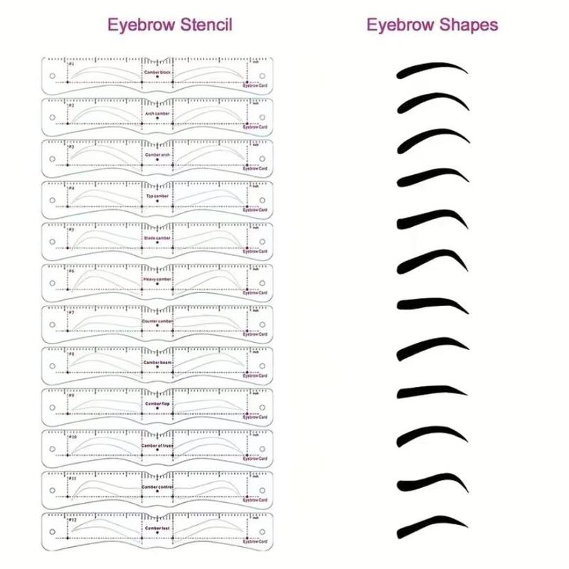 12pcs set Eyebrow Stencil Kit, Reusable Eyebrow Stencils, Professional Makeup Tools For Women