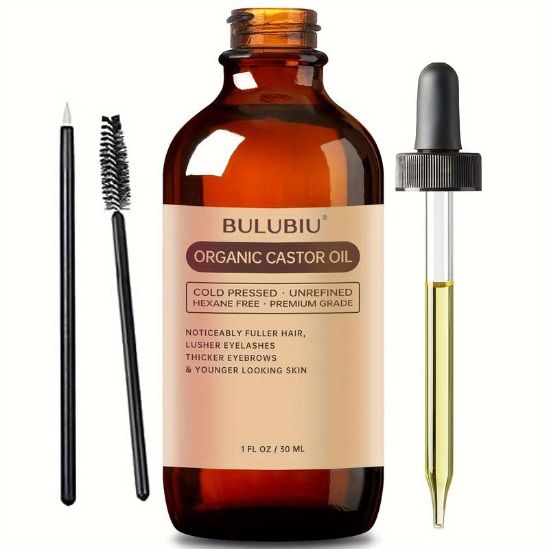 BULUBIU Organic Castor Oil Natural & Unrefined - Premium Grade Oil for Hair, Eyelashes, Eyebrows, and Skin - Multi-Purpose Carrier Oil - Expeller-Pressed