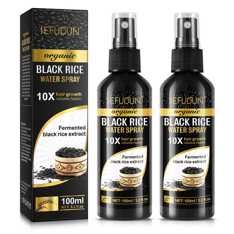 Black Rice Water Spray, 2 Counts set Natural Black Rice Hair Essence Spray, Hair Care & Styling Product for Dry, Frizzy, Weak Hair