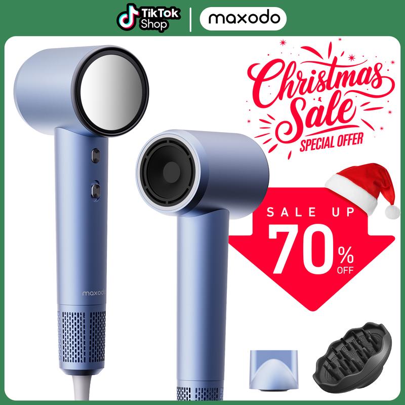 (Christmas Special Offer) Maxodo high-speed hair dryer, light, bass, negative ion, strong wind, ergonomic 4-speed intelligent temperature control, equipped with diffuser travel bag magnetic suction nozzle, Christmas, Thanksgiving, gifts