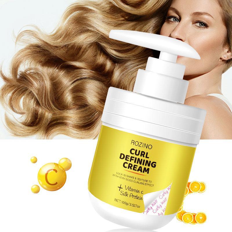 vitamin C Curl Defining Cream, Long-lasting Hold Curl Styling Cream, Moisturizing and Anti-frizz Hair Care Product for Curly Hair