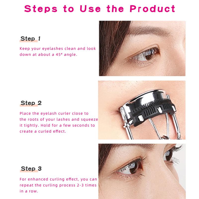 Pinkiou Tweezerman Eyelash Curler Professional Eyelash Curler Eyelash Curler & Eyebrow Set Includes Additional Rubber Replacement Pad, Silver