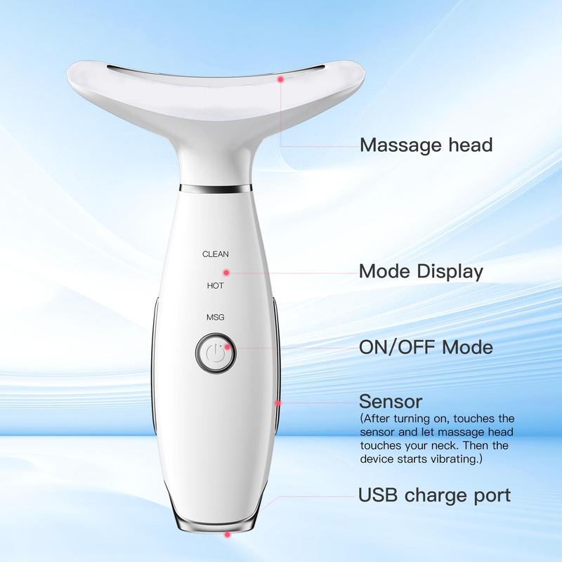 Rechargeable Neck & Face Beauty Care Tool, High Frequency Vibration Heat Compress Face Beauty Device, Massaging Machine, 3 Modes, Holiday & Birthday Gift