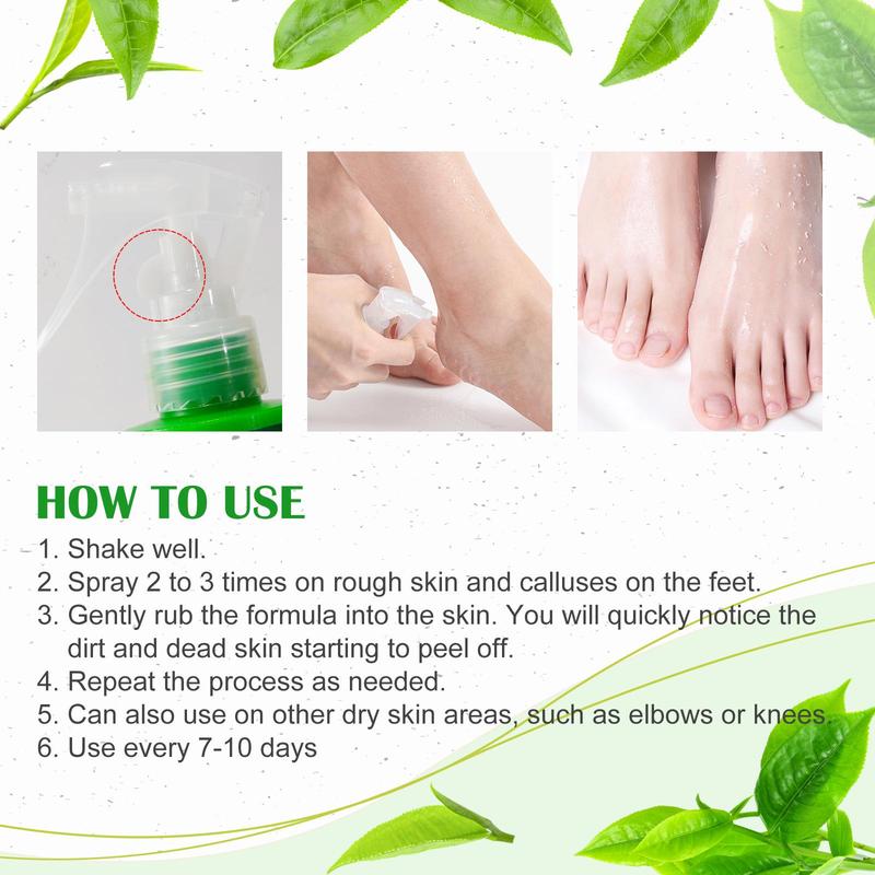 Green Tea Orange Foot Exfoliating Spray, 2 Counts set Gentle Foot Dead Skin Remover, Foot Care Product for Women & Men