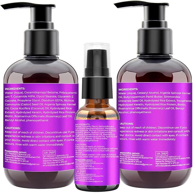 Hair Growth Shampoo and Conditioner Set With Rosemary, Biotin, Argan, and Castor Oils for Thinning, Damaged, Curly Hair