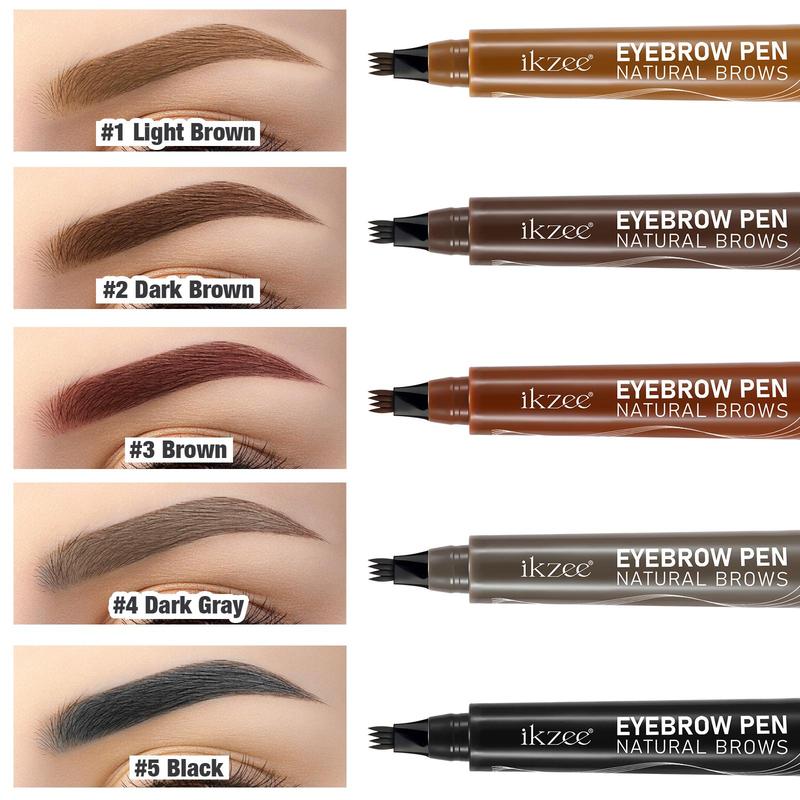 4 Fork Tip Eyebrow Pencil, 1 Count Long Lasting Eyebrow Pen with 1 Count Brush, Double-ended Eyebrow Brush, Eye Makeup Tool for Women & Girls, Christmas Gift