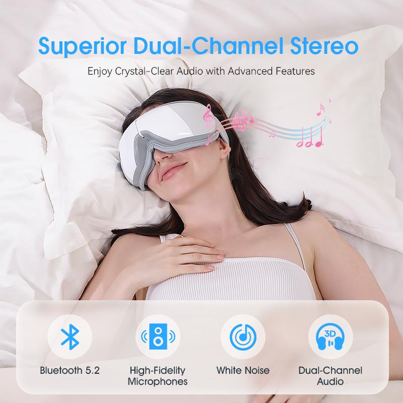 Eye Massager with Heat & Bluetooth Music, Gifts for Women Men, Eye Face Massager for Migraine Relief, Eye Care Mask, Relax Reduce Eye Strain, Dry Eye, Improve Sleep, Birthday, Wedding Gifts Adjustable Mom