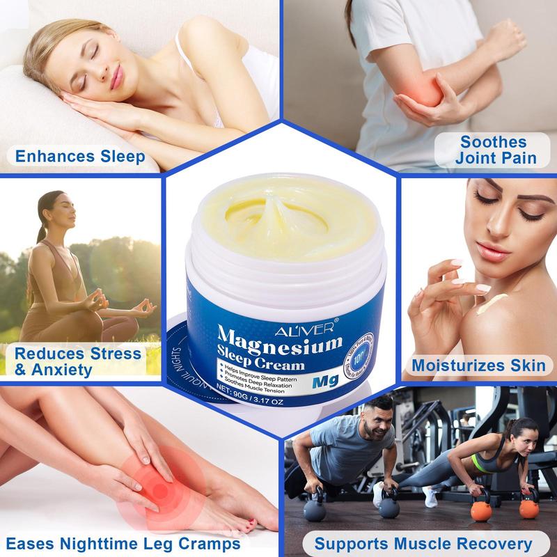 Magnesium Oil Cream, Sleep Aiding Magnesium Lotion, Night Magnesium Cream, Foot Magnesium Oil, Suitable for Legs, Arms Or Chest