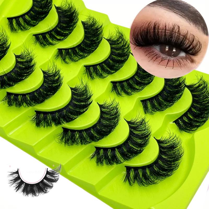 Fluffy False Eyelashes, 7 Pairs Natural Curling Eye Makeup Strip Lashes, Full Volume Eyelash for Lashes Extensions, Volumized False Eyelashes for Women and Girls