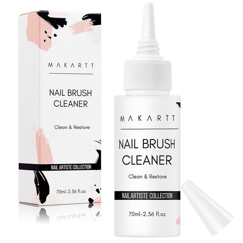 Makartt Nail Art Brushes Cleaner, Clean And Restorer Brush Bristles, 2-in-1 Brush Cleaner Liquid for Solid Gel Polish Nail Art Liner Builder Gel Dip Powder Manicure Brush - 70ml 2.36 fl. oz