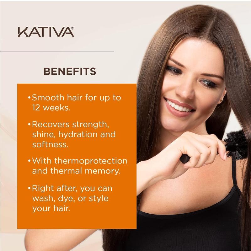 Kativa Brazilian Straightening Kit, 12 Weeks Straighter Hair, with Argan Oil, Shea Butter, Haircare Comfort Conditioner