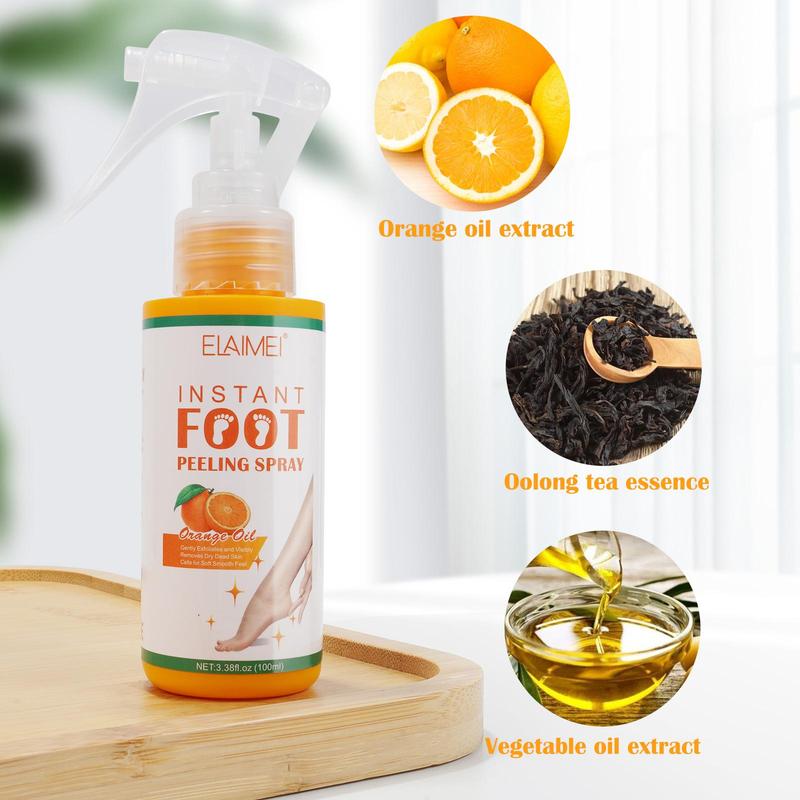 Green Tea Orange Foot Exfoliating Spray, 2 Counts set Gentle Foot Dead Skin Remover, Foot Care Product for Women & Men