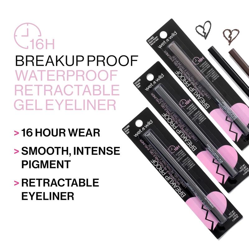 wet n wild Mega Last Breakup Proof Retractable Eyeliner - Ultra-Fine Brush, Waterproof,16-Hour Long-Lasting Wear - Cruelty-Free & Vegan