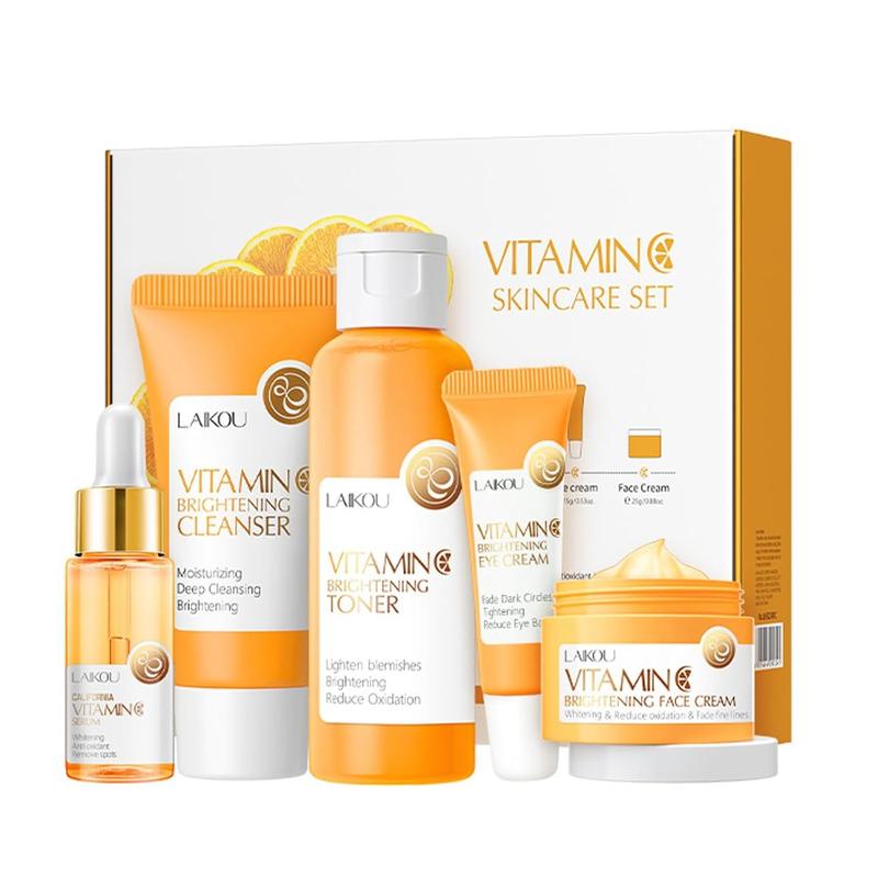 Skincare Gift Set for Teenage Girls,Vitamin C Skin Care Set - 5 Piece Gentle Skin Cleaning & Care Travel Size Kit With Cleanser, Toner, Face Serum,Eye Cream,Face Cream Brighten Face Skin Care Kit