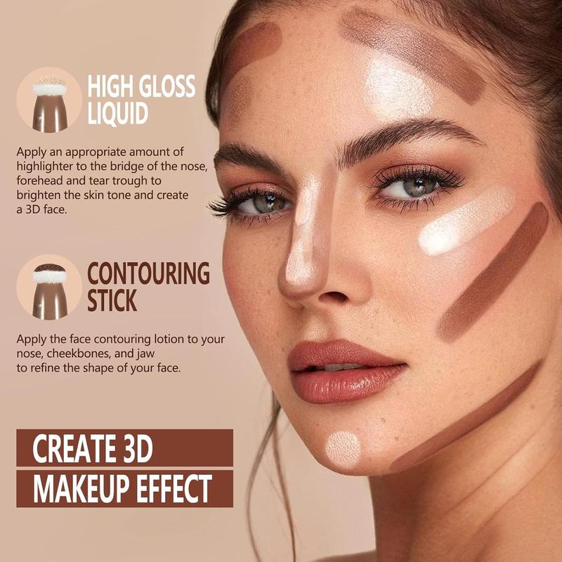 With Cushion Applicator,Liquid Contour Wand, Contour Smooth,Bronzer Stick Lightweight Liquid Bronzer For Face (02#Fair Medium)