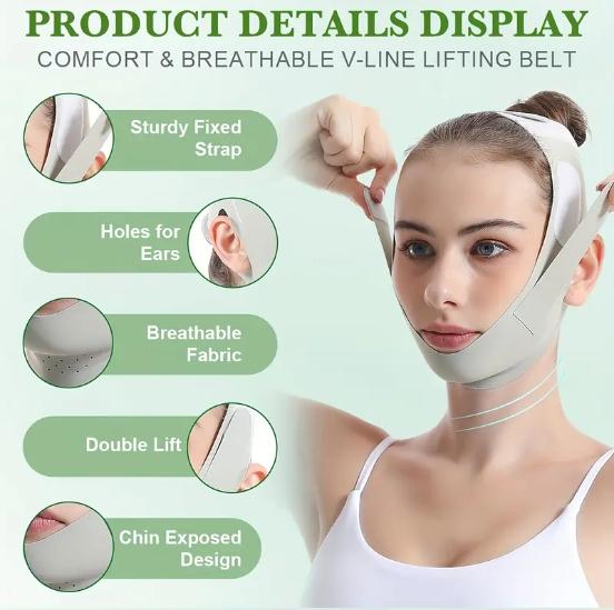 Chin Strap for Sleeping Double Chin Reducer Reusable V Line Lifting Mask with Chin Strap for Women,Face Lift Prevent Sagging, Jaw Exerciser korean facemask Comfort Skincare