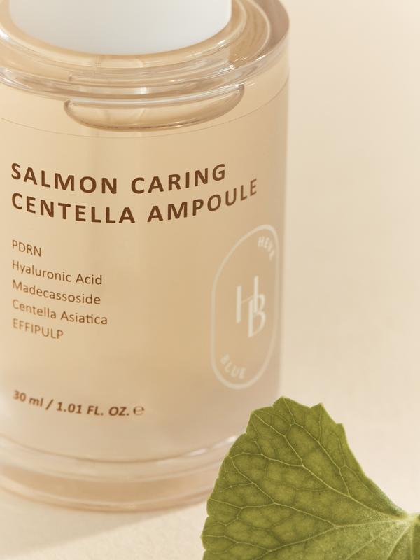 Heveblue Salmon Caring Centella Ampoule - Hydrates & Calms, Salmon-Powered, Natural Ingredients, Gentle , Clear Skin, Repair, Skincare, Facial Serum