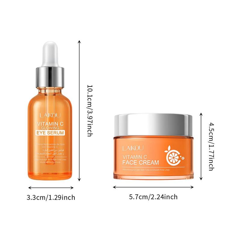 Vitamin C Moisturizing Skin Care Kit (3 Counts set), Including Vitamin C Eye Serum & Face Cream, Hydrating Skin Care Kit for Women & Men