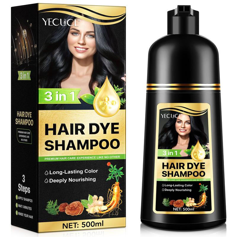 Live-Yecuce Herbal Ingredients Hair Color Shampoo for Gray Hair Coverage, long lasting - Black Or Coffee Hair Dye Shampoo 3 in 1 for Women Men Grey Hair (500ml)