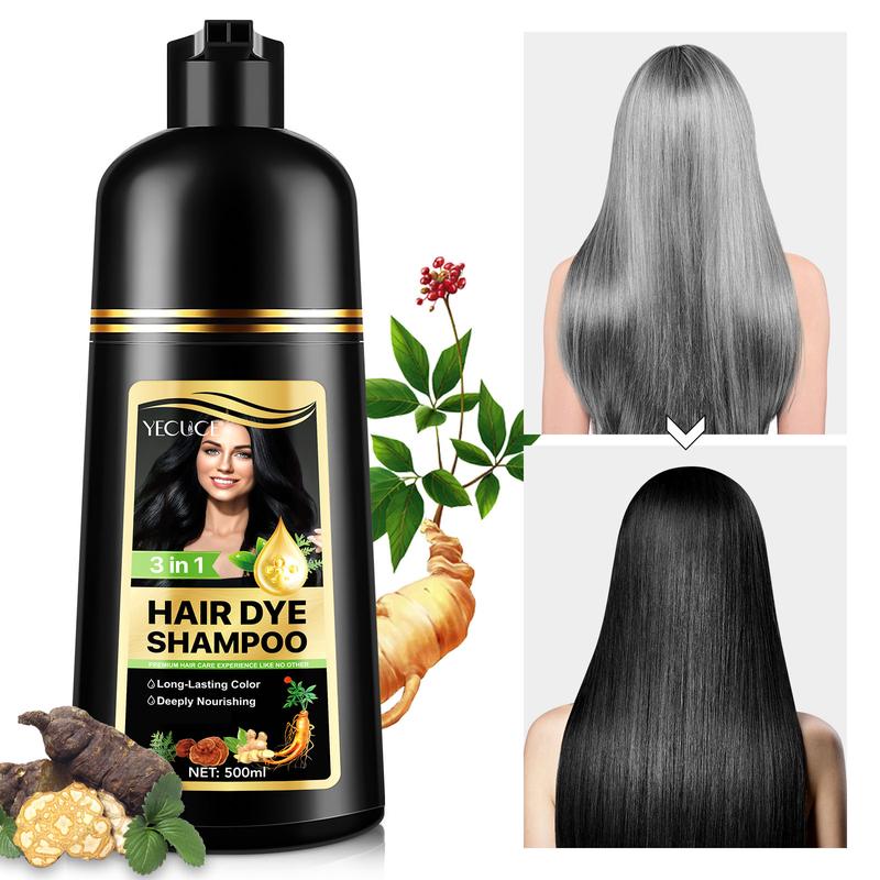 Live-Yecuce Herbal Ingredients Hair Color Shampoo for Gray Hair Coverage, long lasting - Black Or Coffee Hair Dye Shampoo 3 in 1 for Women Men Grey Hair (500ml)