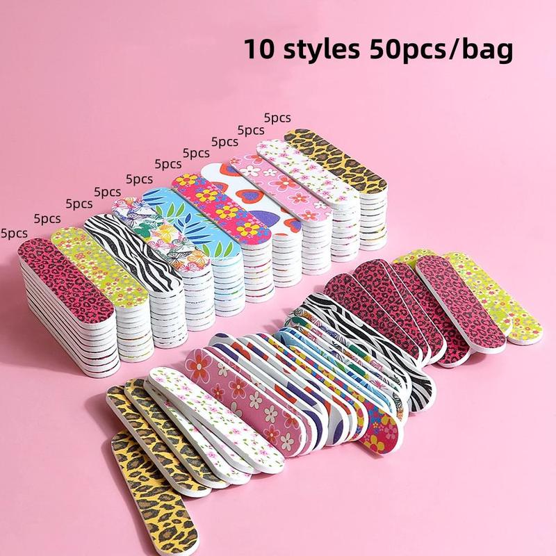 Double Sided Nail File, 50pcs bag Colorful Mini Fingernail File, Manicure Pedicure Tool, Nail Polishing Tool, Nail Art Tool for Women & Girls