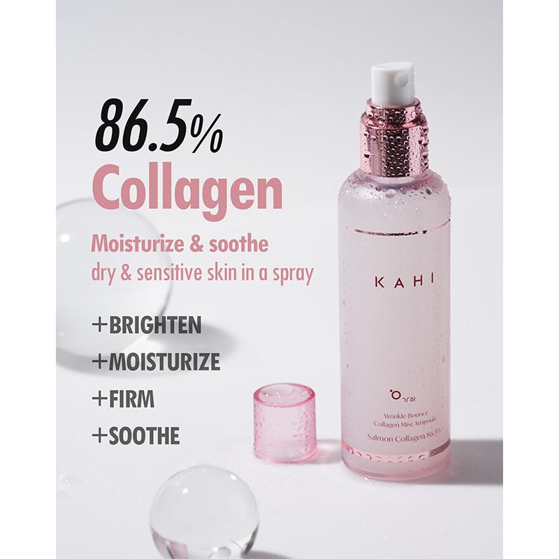 KAHI Fine Line Bounce Collagen Serum Facial Mist Ampoule - Korean Skin Care Hydrating Face Mist Spray Hydration Daily Moisturizer (4.05 fl oz)