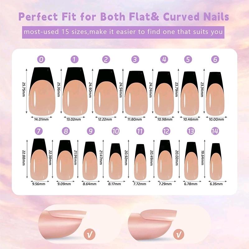 Beauty secrets nail glue +NAG French Tip Pressonnails set, 150pcs  Square French Tip Gel Nails, French on Nails for DIY Nail Art Nail Polish Cosmetic Lightweight Nail Care Manicure Lightweight Nail Care french gel nail tip misssix french