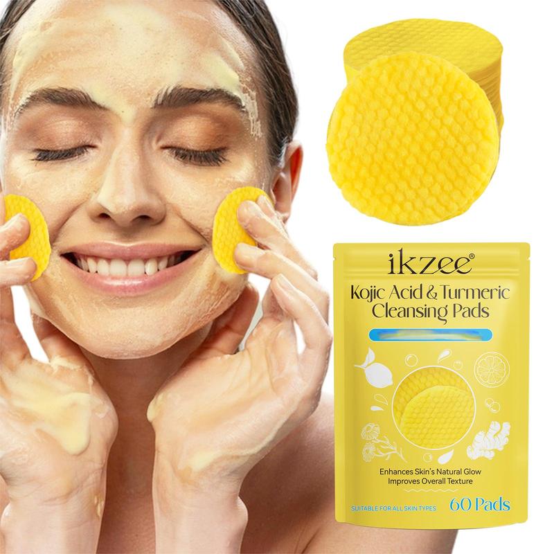 Turmeric Cleansing Pads, 60pcs set Gentle Exfoliating Facial Cleansing Pads, Facial Skin Care Product for Women & Men