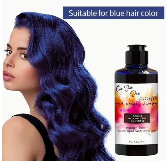 FVSHIP Color-Depositing Shampoo 10.144fl. oz, for birthday parties, music festivals, Halloween, Christmas DIY hair color, suitable for blonde, silver, and gray hair - Colors available: Red - Pink - Purple - Gray - Blue.