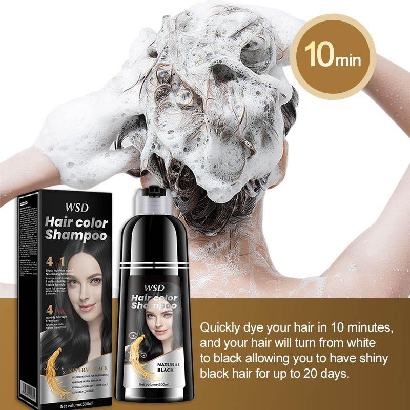 WSD 4 in 1  Hair Color Shampoo - 100% Gray Coverage Various Colors Available,Herbal Ingredients Natural Shampoo,Natural Haircoloring,Plant Haircare,Hair Nutrition