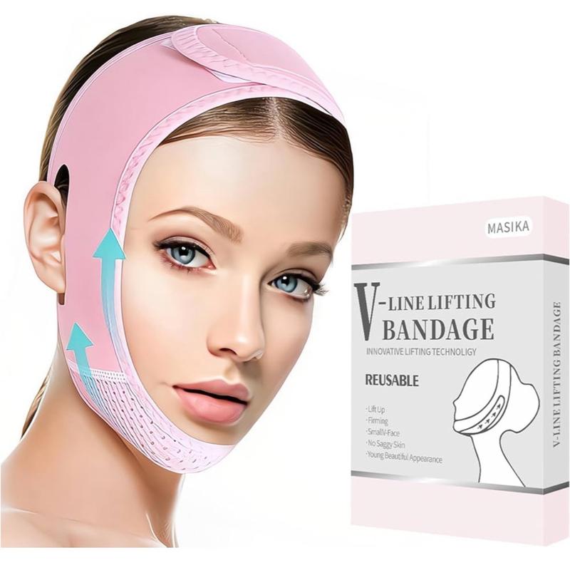 V-Line Chin Strap Adjustable for Sleeping and Jaw Exerciser, Pink