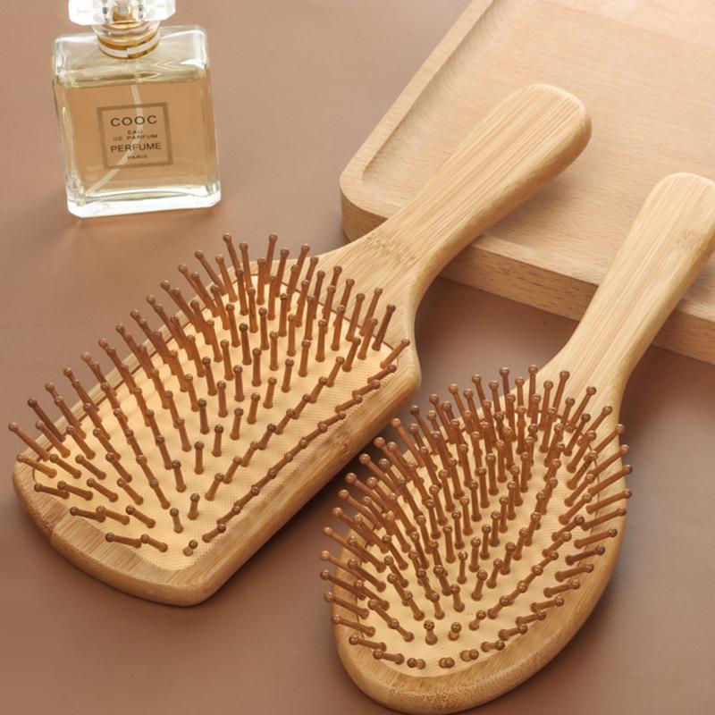 Bamboo Hair Brush, Eco-friendly Air Cushion Massage Comb, Natural Paddle Bamboo Massage Hair Brush For Women And Men