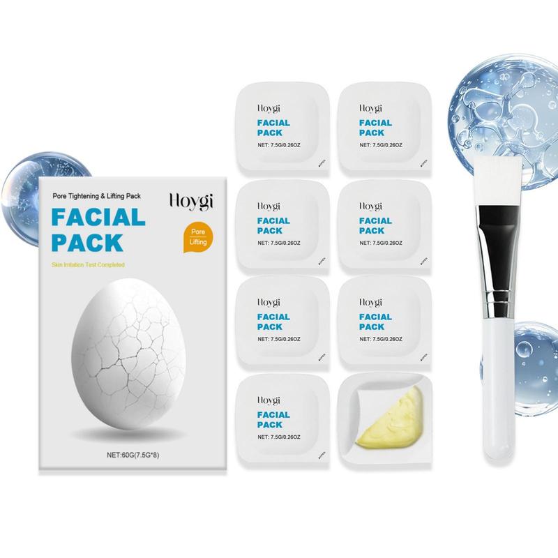 Facial Mask with Brush, 8 Counts box Moisturizing Facial Mask, Hydrating Skincare Face Mask for Smooth Skin, Firming Skin Wash Off Face Mask