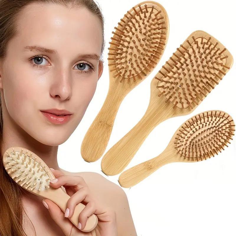 Bamboo Hair Brush, Eco-friendly Air Cushion Massage Comb, Natural Paddle Bamboo Massage Hair Brush For Women And Men