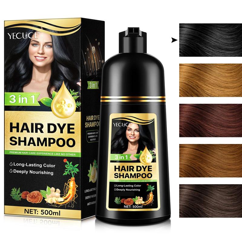 Live-Yecuce Herbal Ingredients Hair Color Shampoo for Gray Hair Coverage, long lasting - Black Or Coffee Hair Dye Shampoo 3 in 1 for Women Men Grey Hair (500ml)