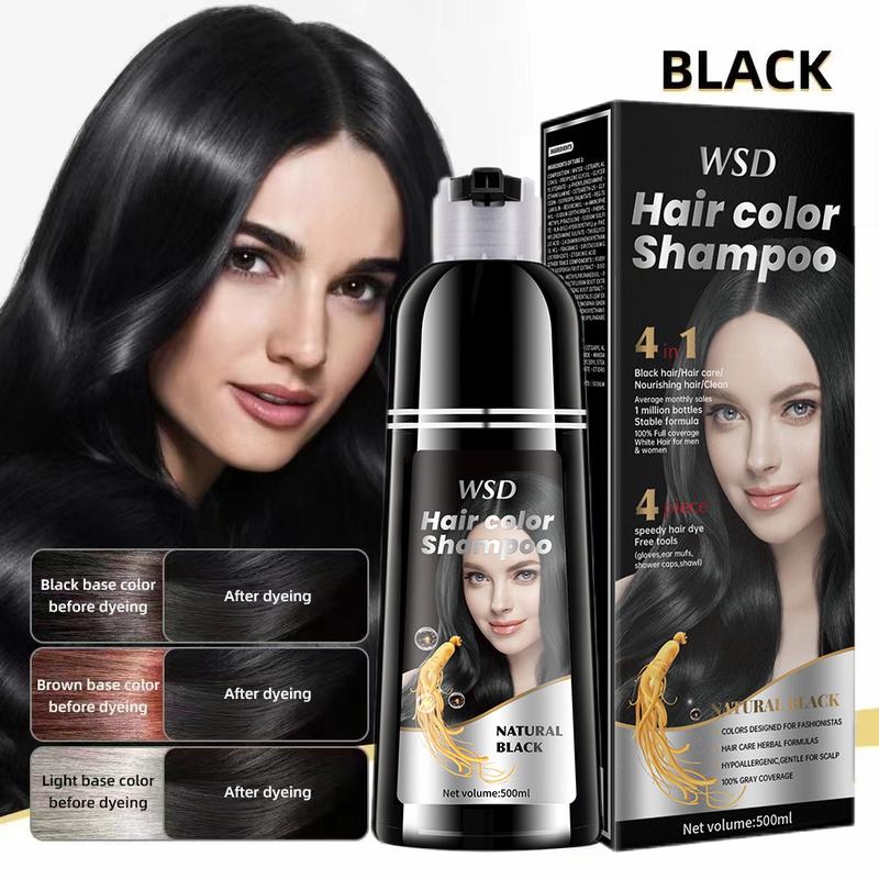 WSD 4 in 1  Hair Color Shampoo - 100% Gray Coverage Various Colors Available,Herbal Ingredients Natural Shampoo,Natural Haircoloring,Plant Haircare,Hair Nutrition