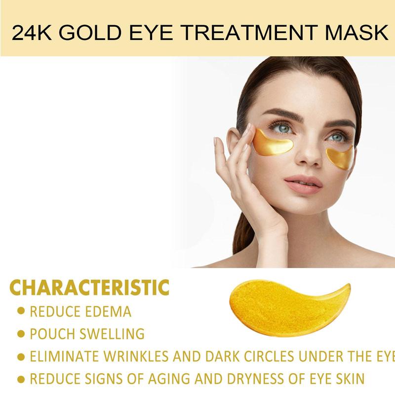 24k Gold Moisturizing Eye Mask, 60pcs set Tightening and Lifting Eye Patches, Hydrating Brightening & Firming Eye Sticker, Beauty & Personal Eye Care Product, Skincare Products Skincare Set, Fall Gift