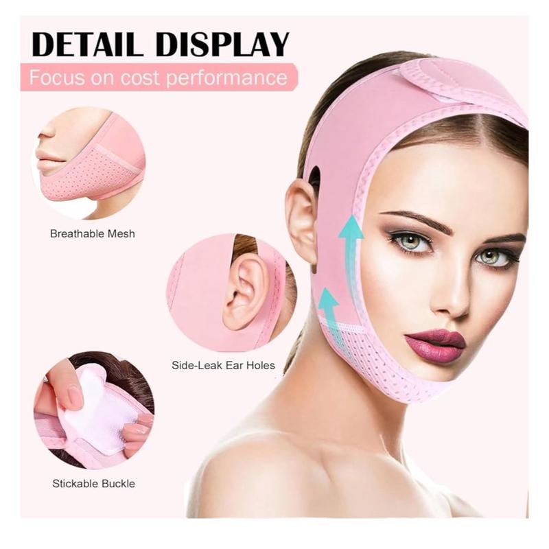 V-Line Chin Strap Adjustable for Sleeping and Jaw Exerciser, Pink