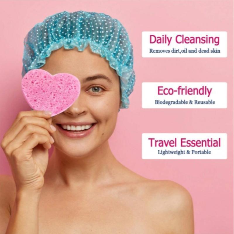 Heart Shaped Facial Cleansing Pad, 50pcs box Disposable Face Sponge, Natural Face Exfoliator with Storage Container for Makeup Remover Travel 121