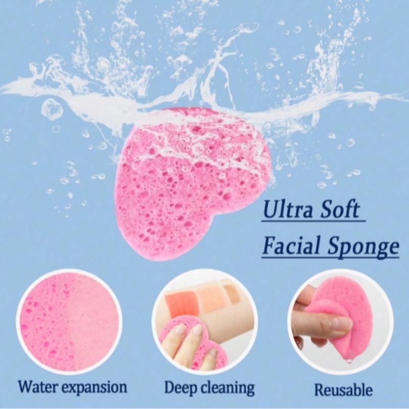 Heart Shaped Facial Cleansing Pad, 50pcs box Disposable Face Sponge, Natural Face Exfoliator with Storage Container for Makeup Remover Travel 121